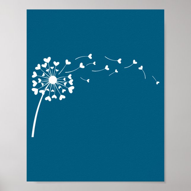 Affiche Heart Dandelion Flower Love Cute Valentines Day Wo (Devant)
