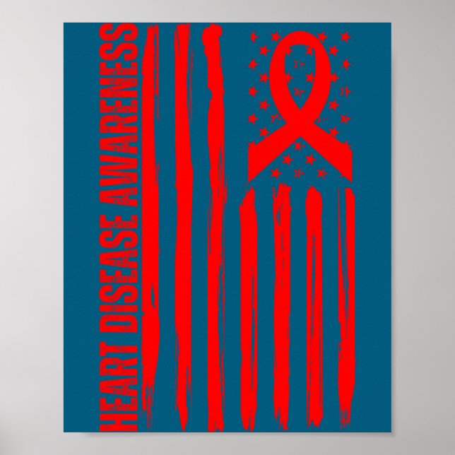 Affiche Heart Disease Awareness American Flag Chd Congenit (Devant)