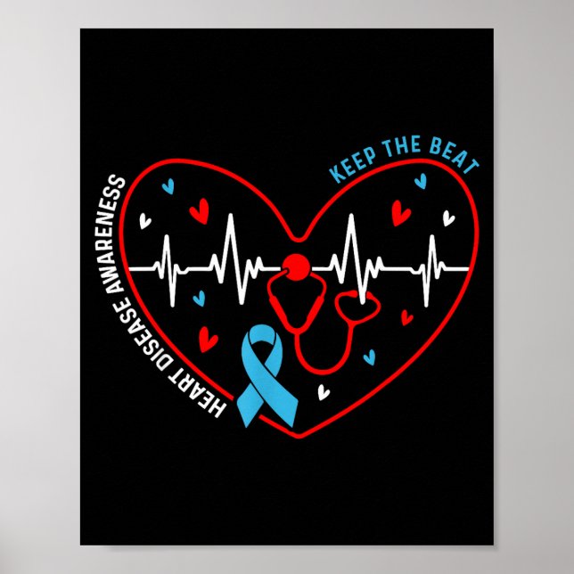 Affiche Heart Disease Awareness Heartbeat Survivor Warrior (Devant)