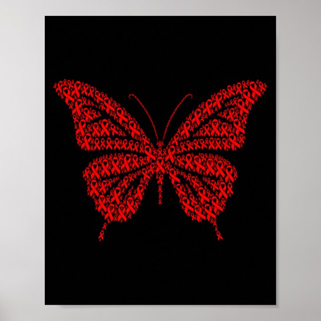 Affiche Heart Disease Awareness Red Ribbon &amp; Heart Hea (Devant)