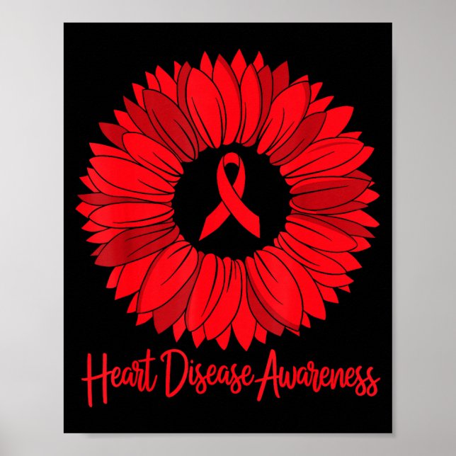 Affiche Heart Disease Awareness Sunflower Go Red Women Hea (Devant)