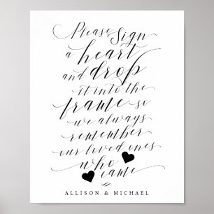 Affiche Heart Drame in Frame Guest Book Mariage Sign