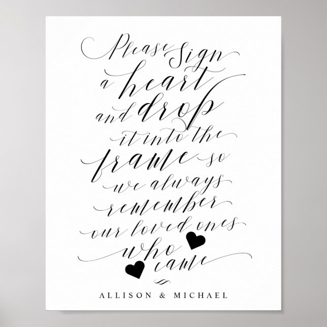 Affiche Heart Drame in Frame Guest Book Mariage Sign (Devant)