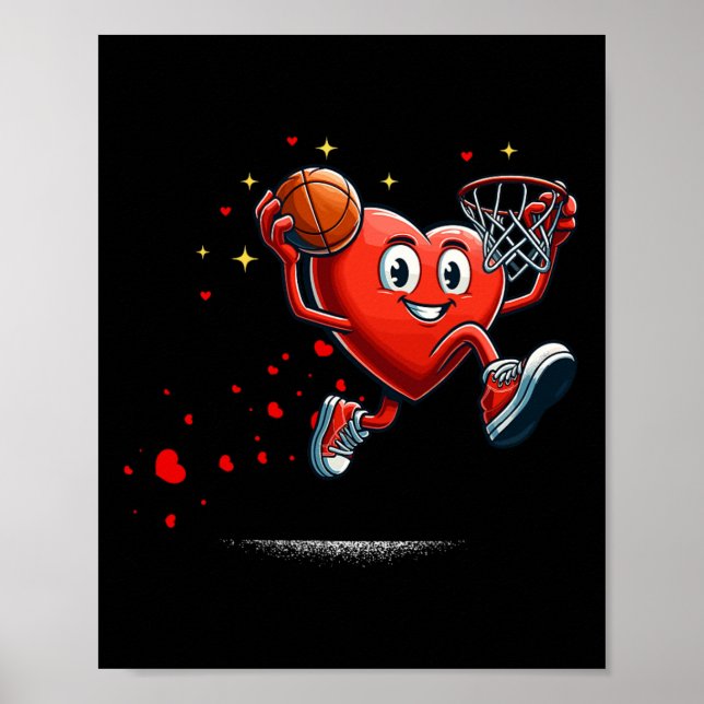 Affiche Heart Dunking Valentines Day Basketball Enfants (Devant)