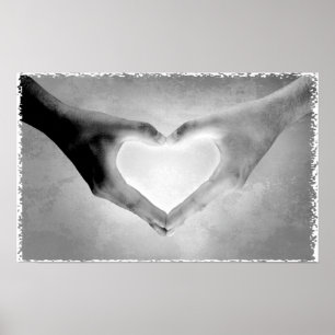 Affiche Heart Hands B&W Photo