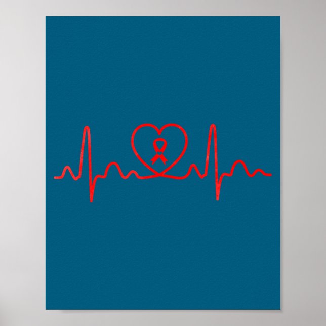 Affiche Heart Health Heart Disease Awareness Heartbeat Chd (Devant)