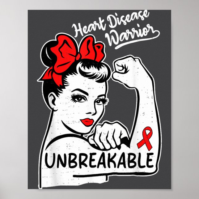 Affiche Heart Health Warrior Heart Disease Awareness Chd W (Devant)