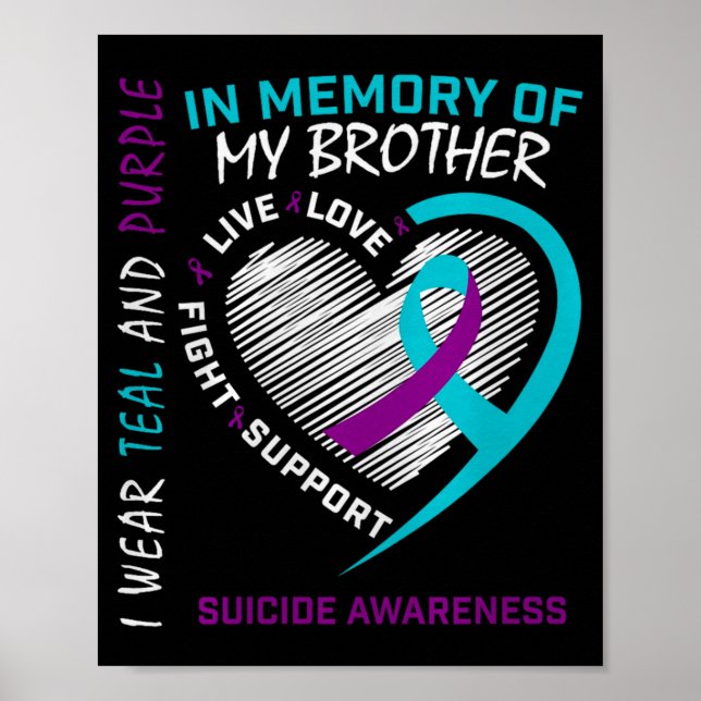 Affiche Heart In Memory Of My Brother Suicide Awareness Pr (Devant)