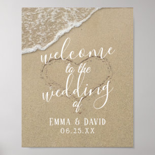 Affiche Heart in the Sand Beach Wedding Welcome