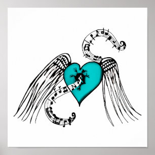 Affiche Heart Music Blue