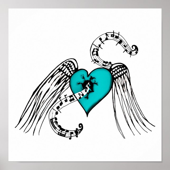 Affiche Heart Music Blue (Devant)