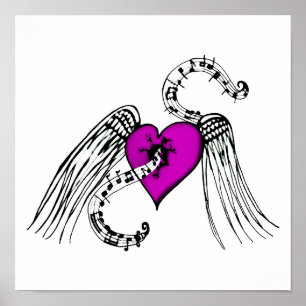 Affiche Heart Music Rose