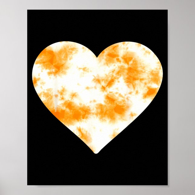 Affiche Heart Orange Tie Dye - Cute Valentines Day Graphic (Devant)