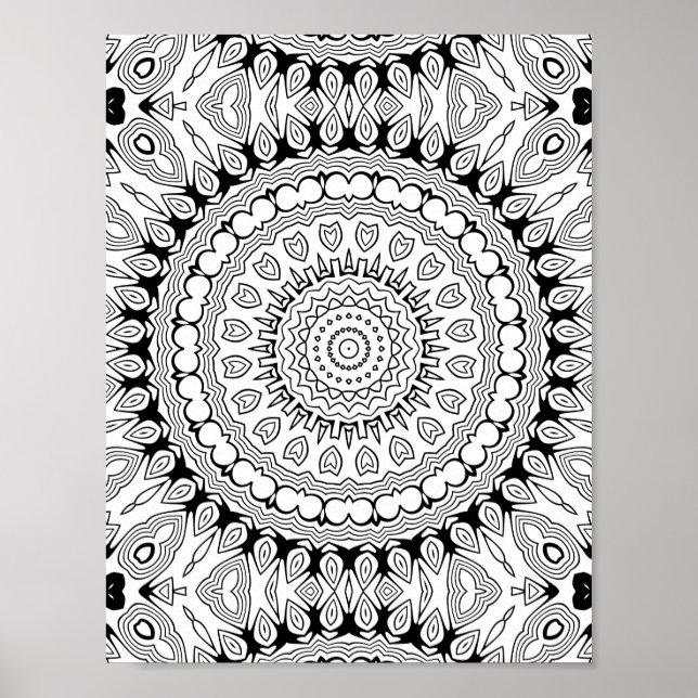 Affiche Heart Petal Burst Coloring Page Intricate Design (Devant)