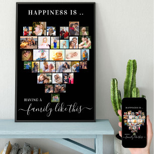 Affiche Heart Photo Collage Le bonheur est une famille com