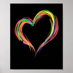 Affiche Heart Rainbow Flag LGBT Gay Les Pride Support LGBT