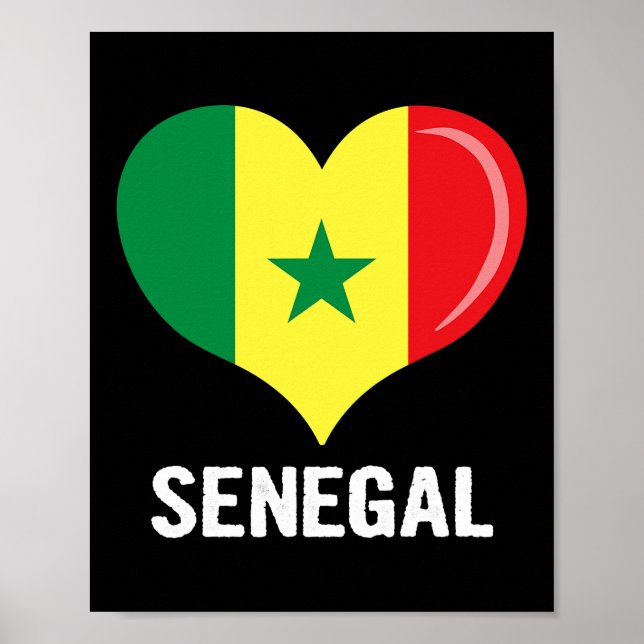 Affiche Heart Sénégal Drapeau Hommes Femmes Enfants Patrio (Devant)