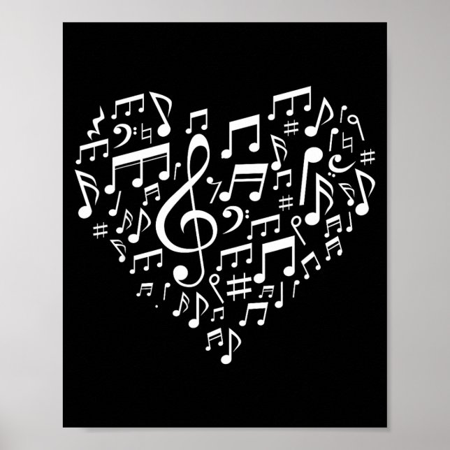 Affiche Heart Shape Musical Notes Music Lovers Gift Valent (Devant)
