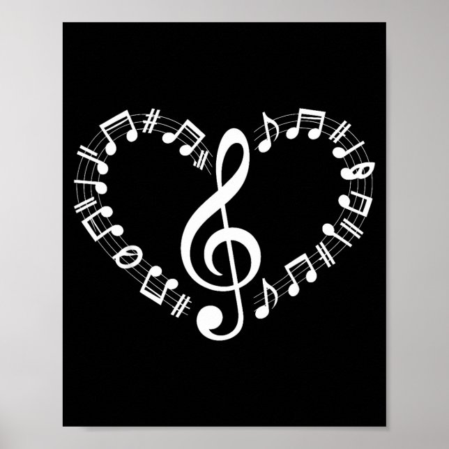 Affiche Heart Shape Musical Notes Music Lovers Happy Valen (Devant)
