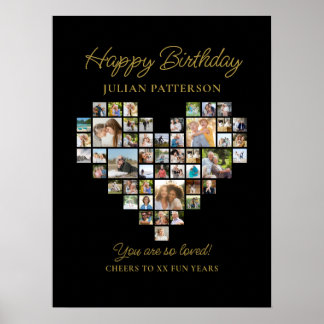 Affiche Heart Shaped Photo Collage Birthday Party Welcome