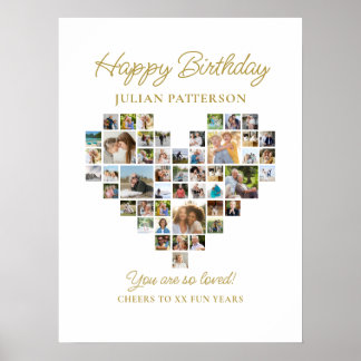Affiche Heart Shaped Photo Collage Birthday Party Welcome