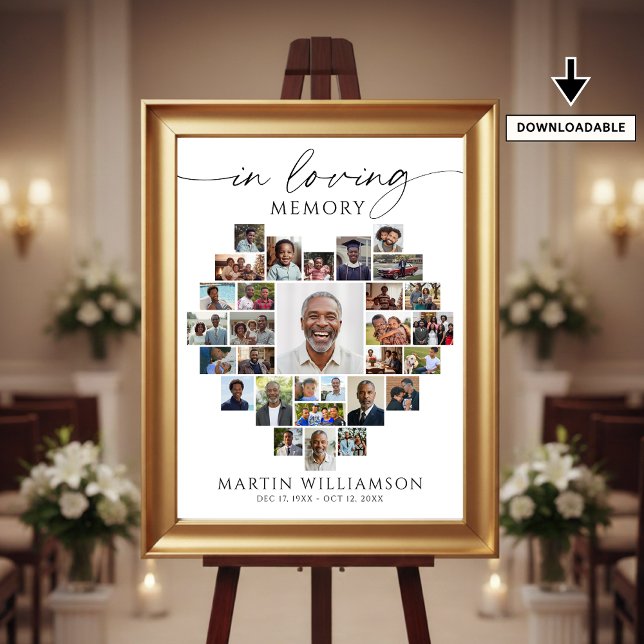 Affiche Heart Shaped Photo Collage In Loving Memory (Créateur téléchargé)
