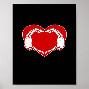 Affiche Heart Skeleton mains gothique Valentine Rouge clas