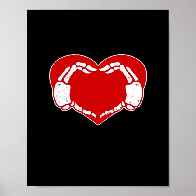 Affiche Heart Skeleton mains gothique Valentine Rouge clas (Devant)