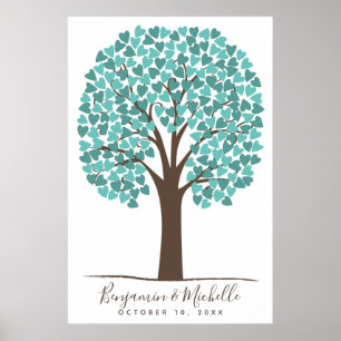 Affiche Heart Tree - 200 Signature Guest Book Alternative