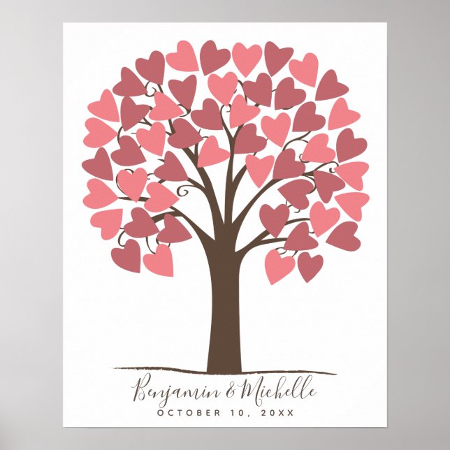 Affiche Heart Tree - 50 Signature Guest Book Alternative (Devant)