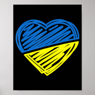 Affiche Heart Ukraine Je Me Tiens Avec Le Drapeau Ukrainie