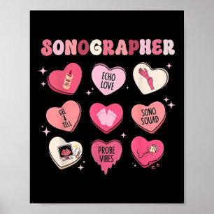 Affiche Heart Valentines Jour Sonographe Ultrasound Techno
