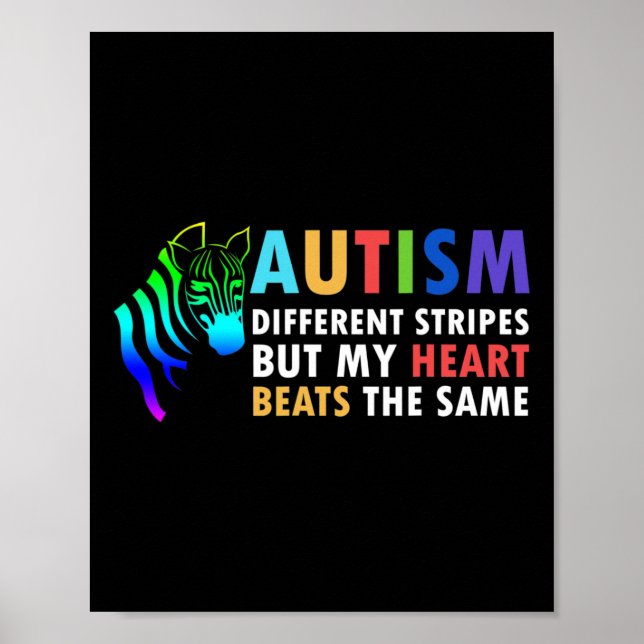 Affiche Heart Zebra Dit Sensibilisation sur l'autisme Insp (Devant)