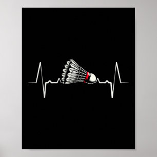 Affiche Heartbeat Ecg Shuttle Badminton Player Shuttle