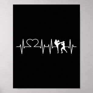 Affiche Heartbeat Kickboxing Shirt Kick Boxing Karate Tee