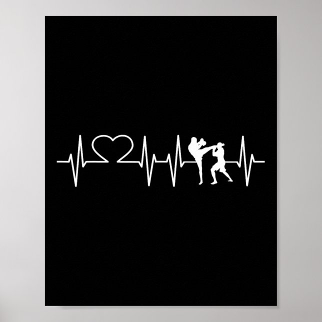 Affiche Heartbeat Kickboxing Shirt Kick Boxing Karate Tee (Devant)