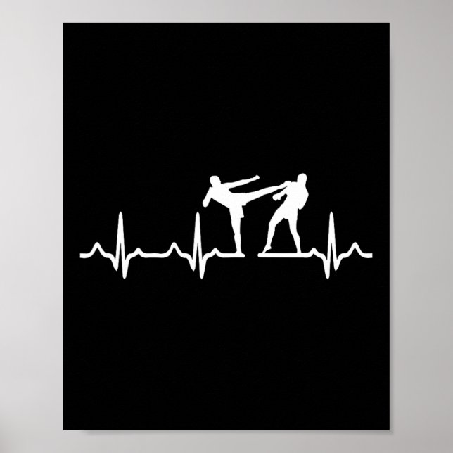 Affiche Heartbeat Kickboxing Shirt Kick Boxing Karate Tee (Devant)