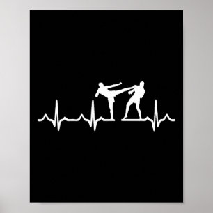 Affiche Heartbeat Kickboxing Shirt Kick Boxing Karate Tee