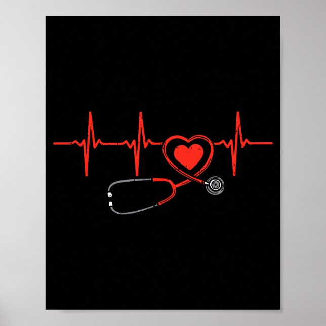 Affiche Heartbeat Scrub Valentine Nurse Valentines Day Rn  (Devant)