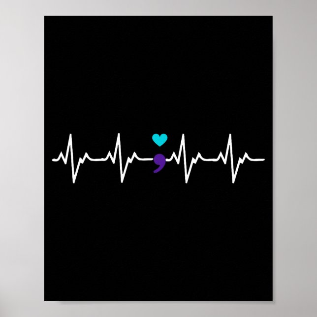 Affiche Heartbeat Semicolon Gift Suicide Prevention Awaren (Devant)