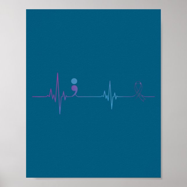 Affiche Heartbeat Semicolon Suicide Prevention Awareness  (Devant)