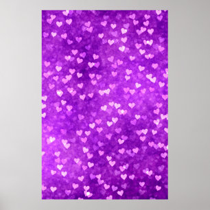 Affiche Hearts bokeh lumières forme violet