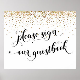 Affiche Hearts & Gold Please Sign Our Guestbook Sign