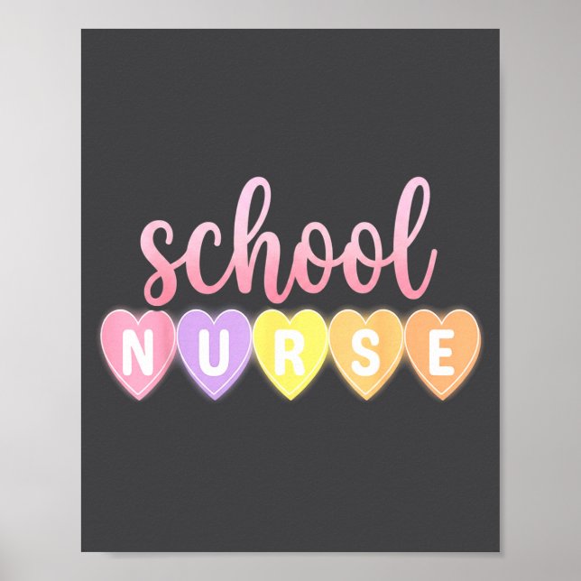 Affiche Hearts School Nurse Medical Istant Valentines Day  (Devant)