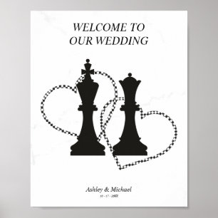 Affiche Hearts & The King & The Queen Chess pour Mariage