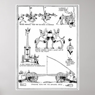 Affiche Heath Robinson Cracking Nuts World War I Cartoon F
