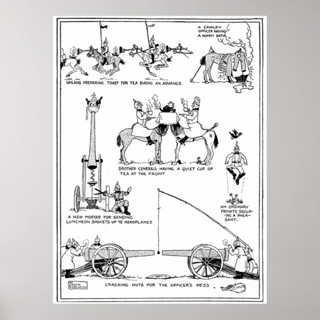 Affiche Heath Robinson Cracking Nuts World War I Cartoon F (Devant)
