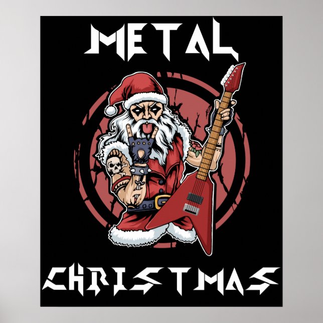 Affiche Heavy metal Christmas Santa Rock Horns Metalhead (Devant)