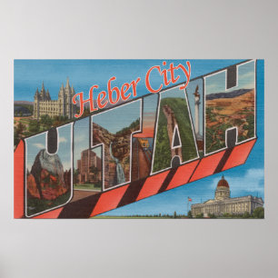 Affiche Heber City, Utah - Scènes de grandes lettres