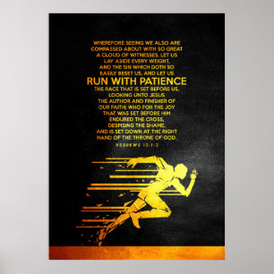 Affiche Hébreux 12:1-2 Verse de la Bible